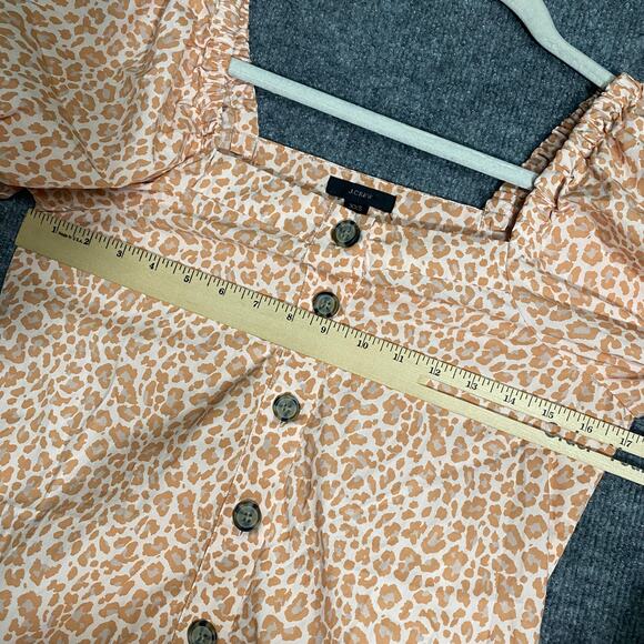 J. Crew Midi Cottage Dress XXS Leopard Print Puff Short Sleeve Button Up A-Line - Picture 7 of 12